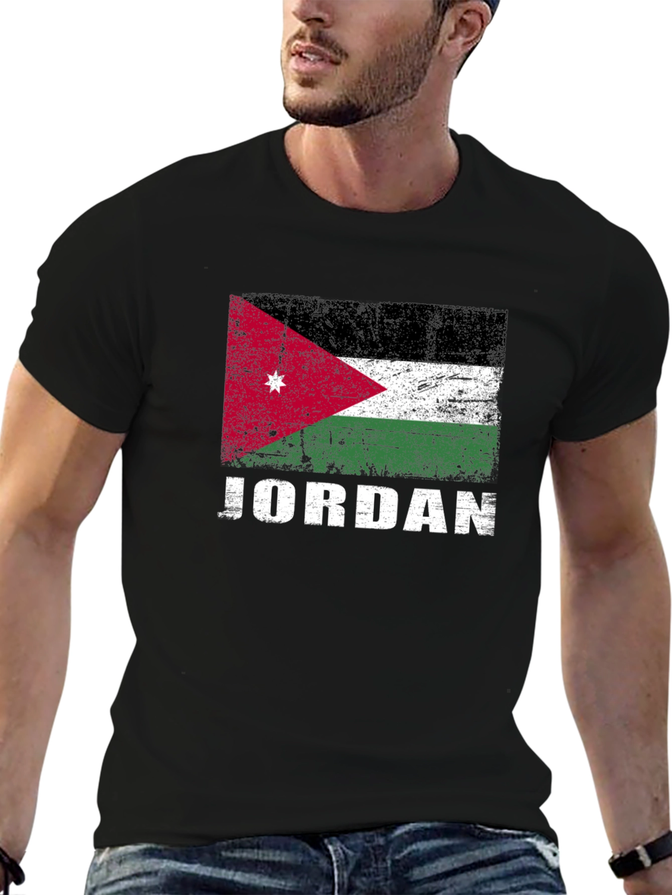 Jordan Flag Graphic T-Shirt - Distressed Style