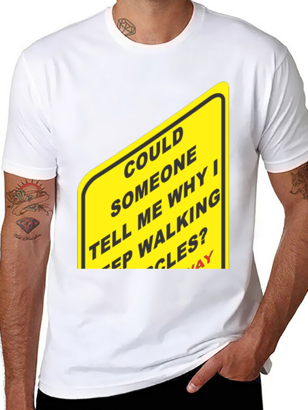 Humorous Walking Sign Black T-Shirt