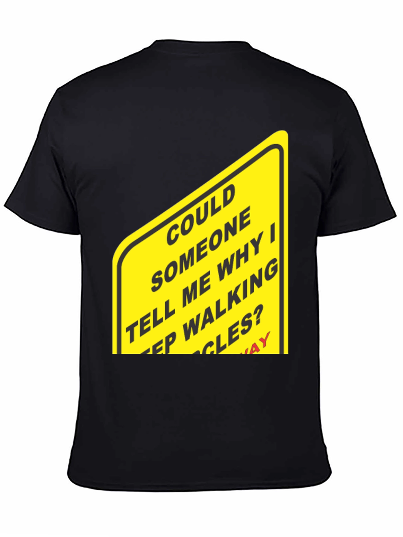 Humorous Walking Sign Black T-Shirt