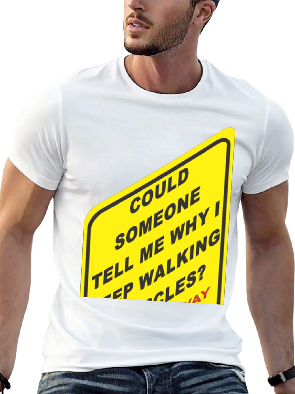 Humorous Walking Sign Black T-Shirt