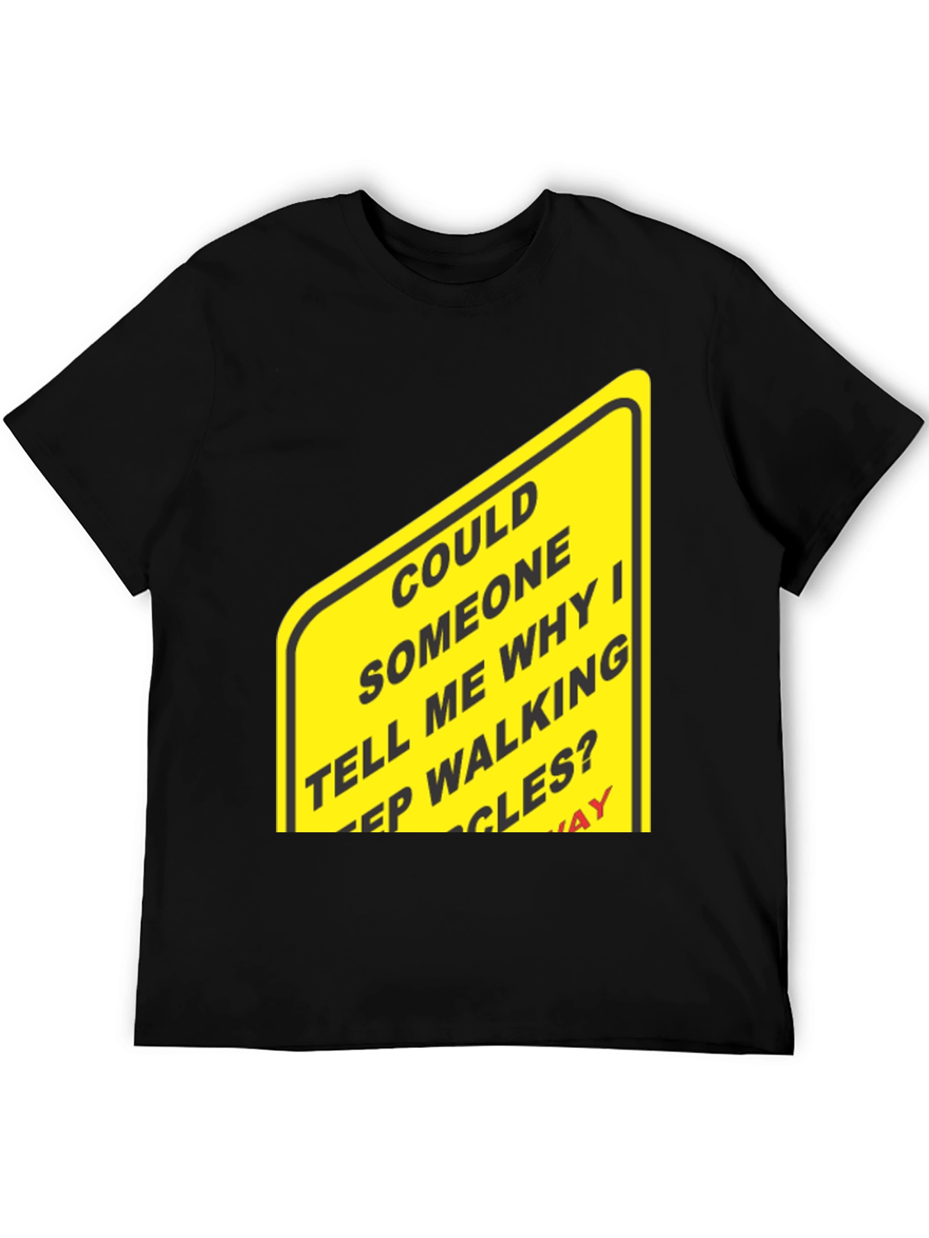 Humorous Walking Sign Black T-Shirt