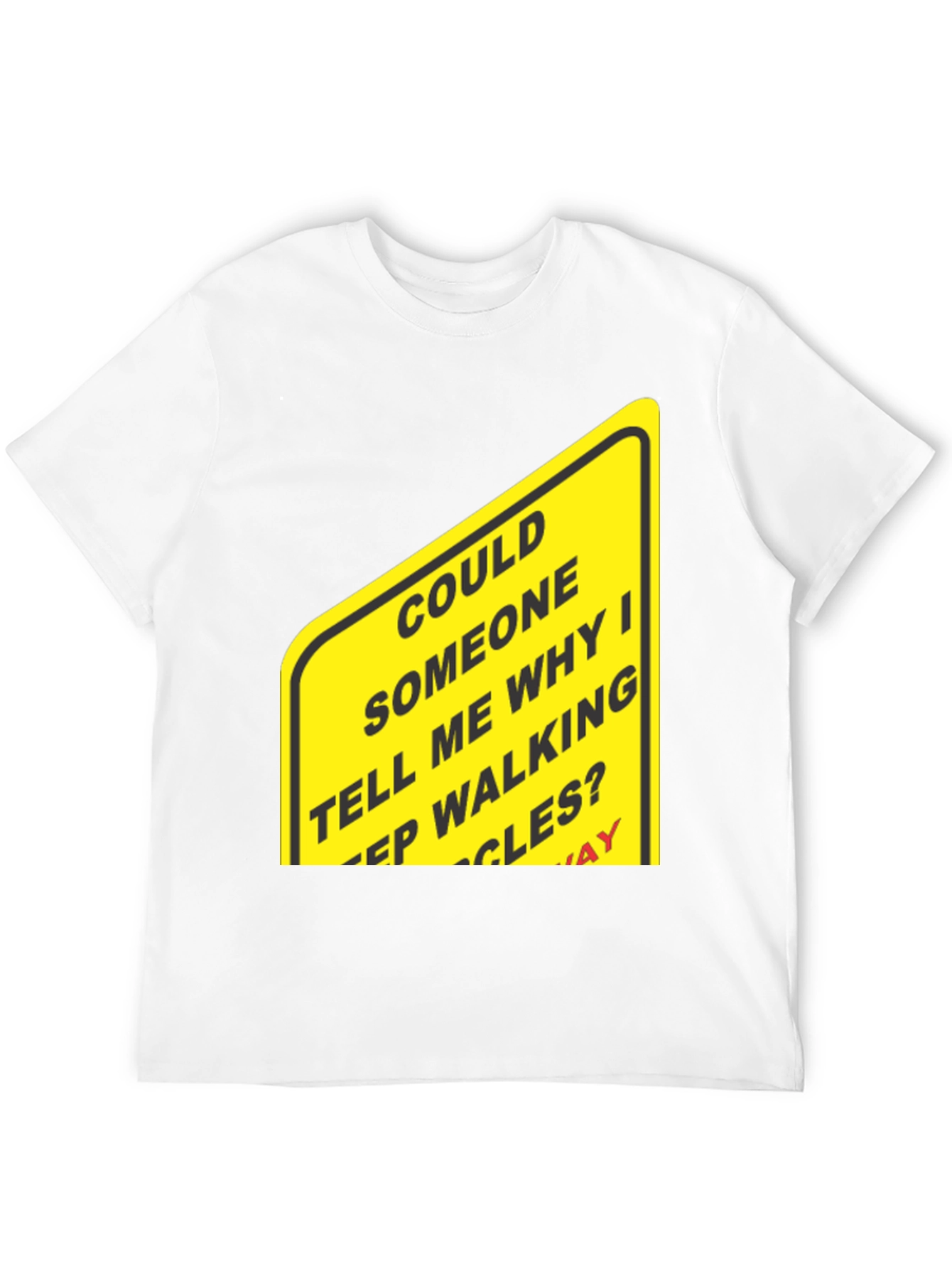 Humorous Walking Sign Black T-Shirt