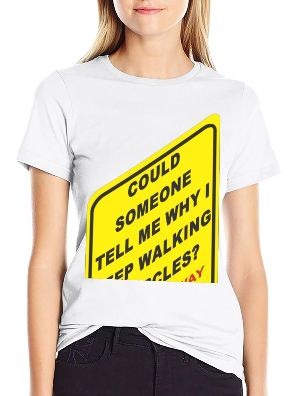 Humorous Walking Sign Black T-Shirt