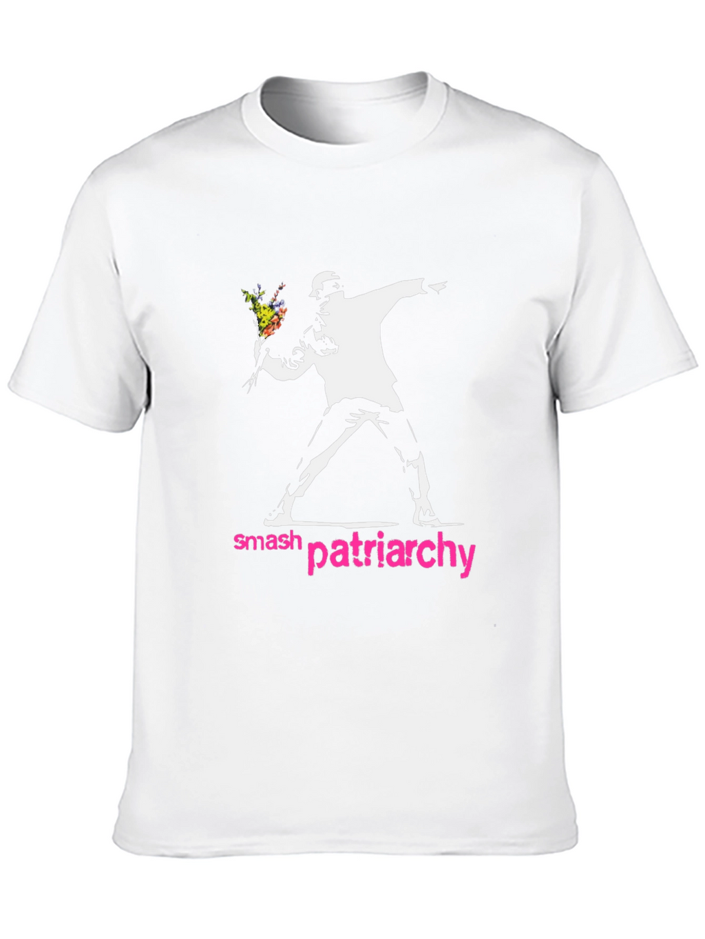 Smash Patriarchy T-Shirt Banksy Style Flowers