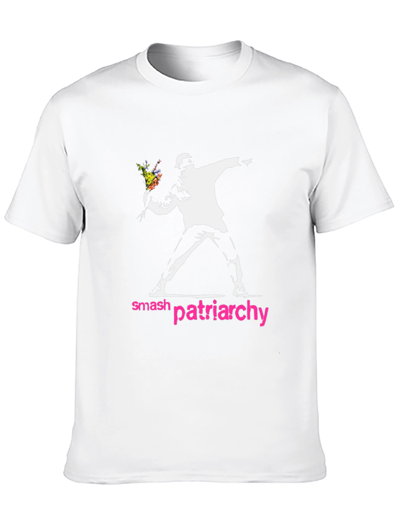 Smash Patriarchy T-Shirt Banksy Style Flowers