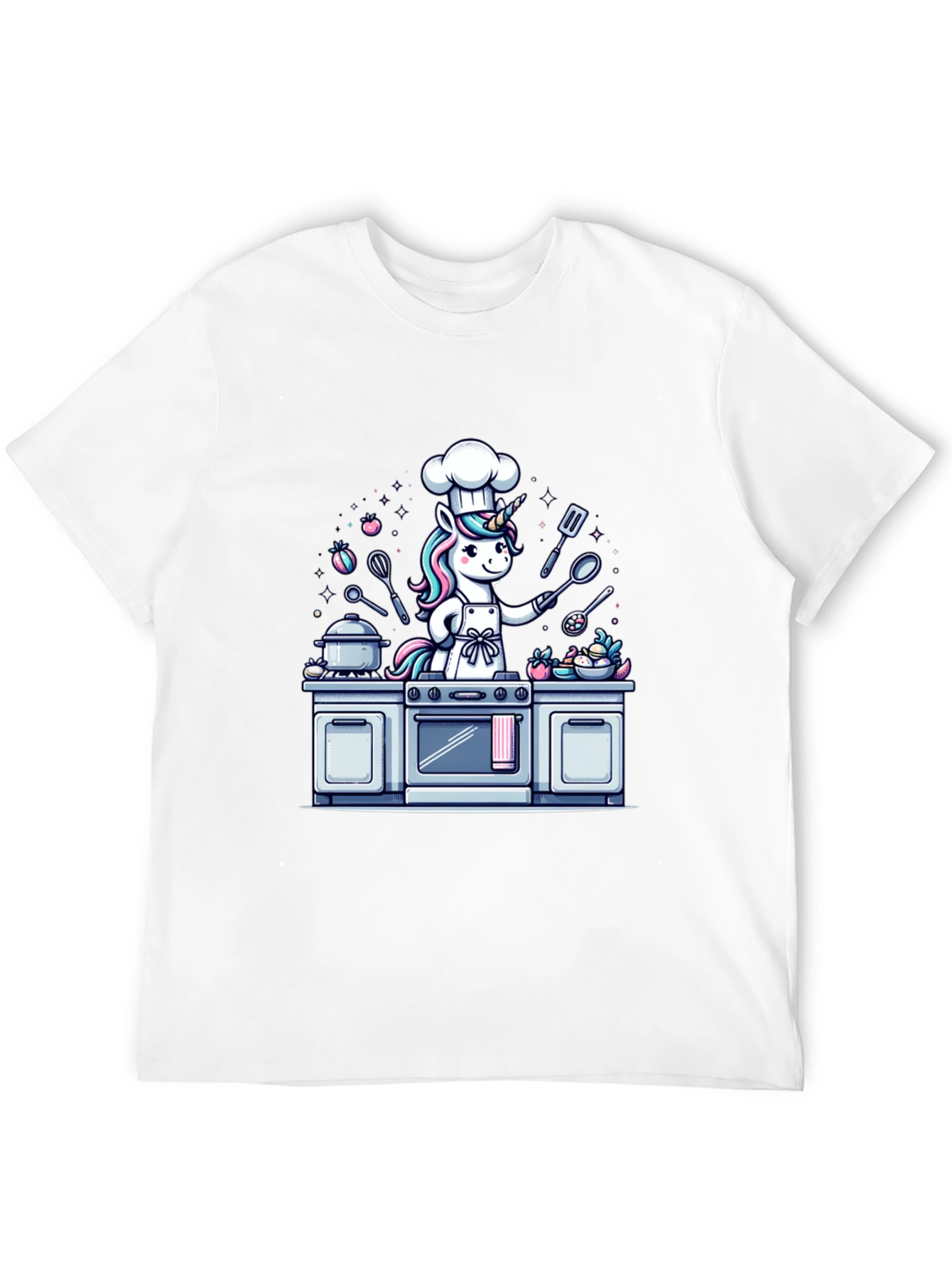Unicorn Chef T-Shirt - Cartoon Graphic Tee