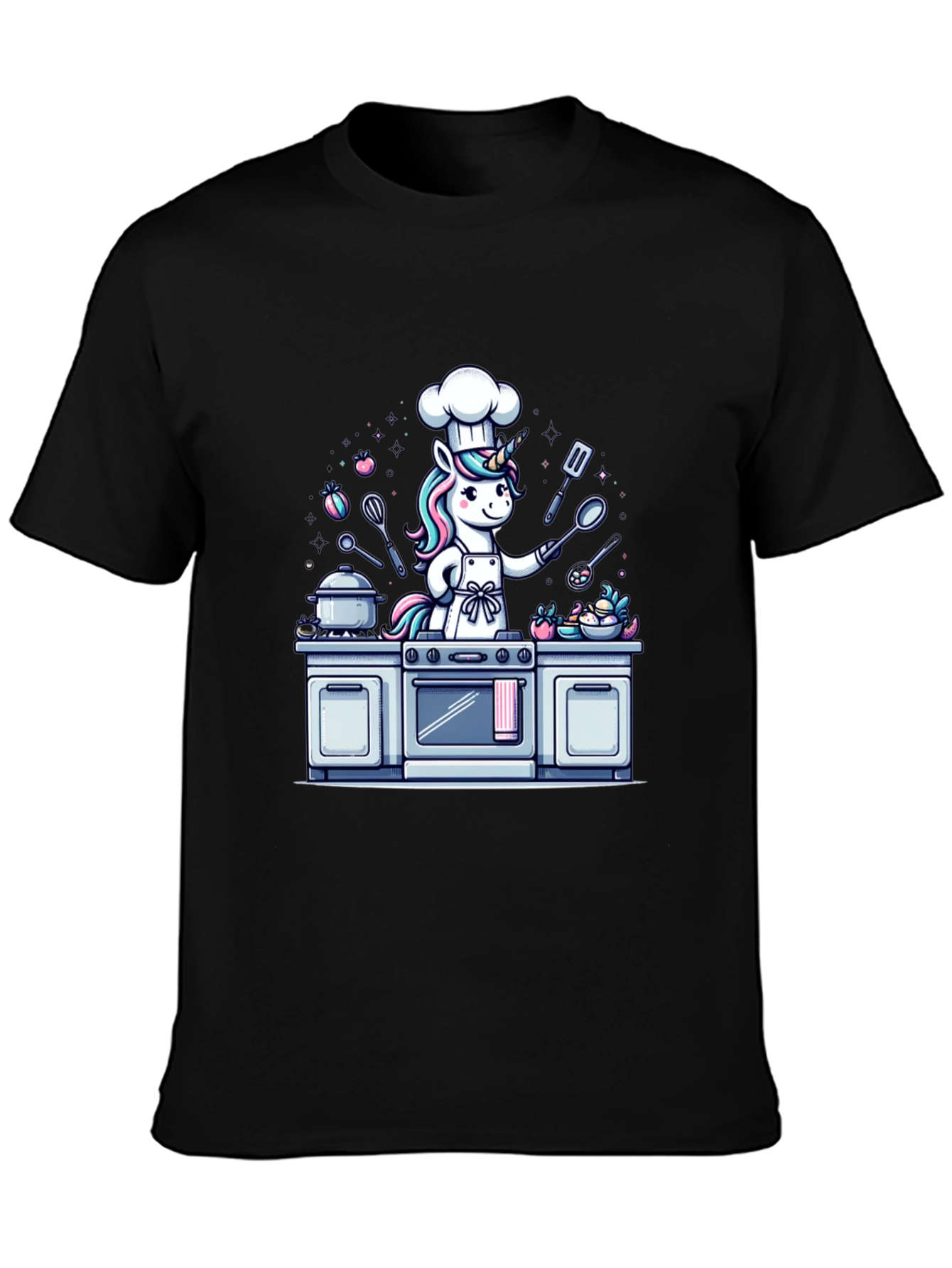 Unicorn Chef T-Shirt - Cartoon Graphic Tee