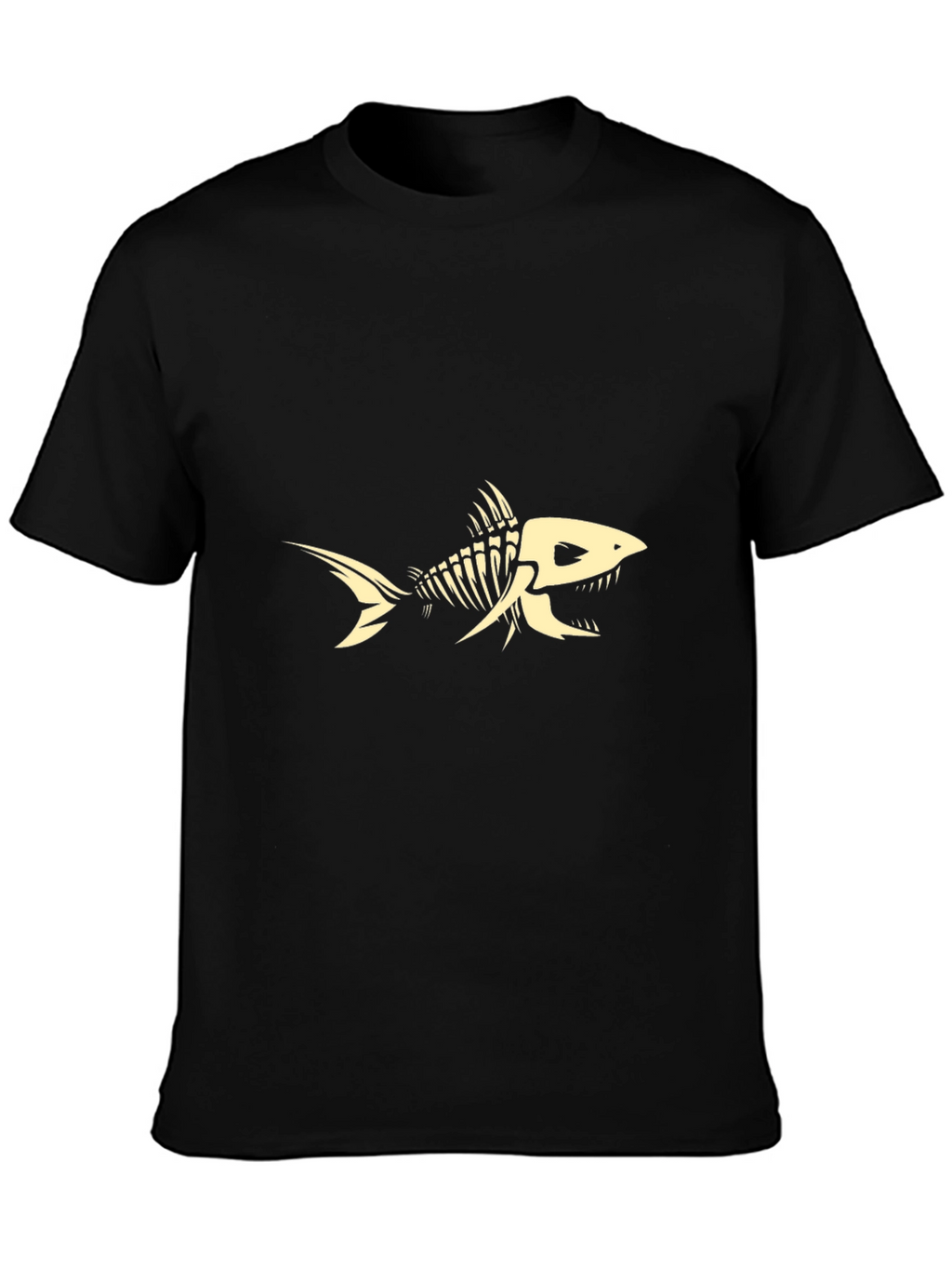 Skeleton Fish Graphic Tee - Black Cotton