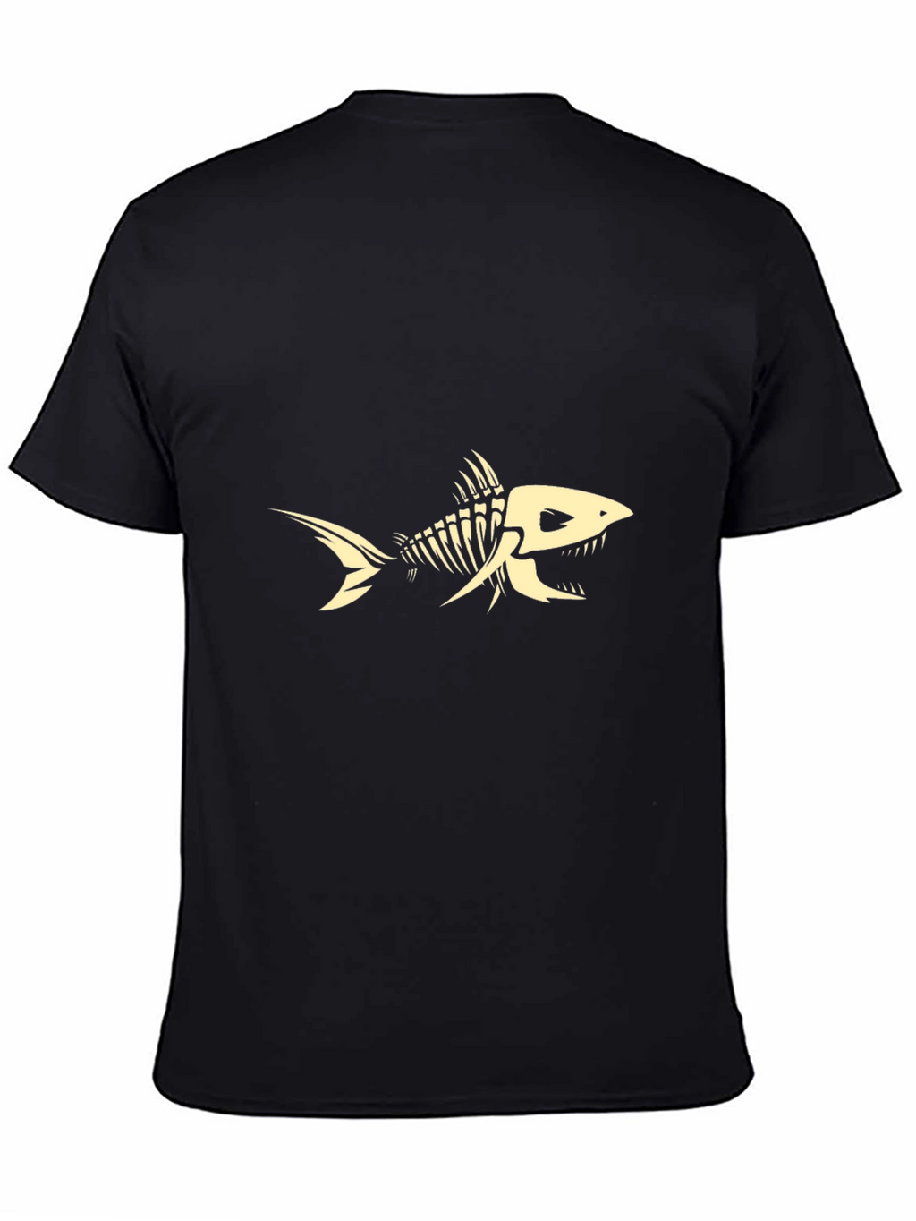 Skeleton Fish Graphic Tee - Black Cotton