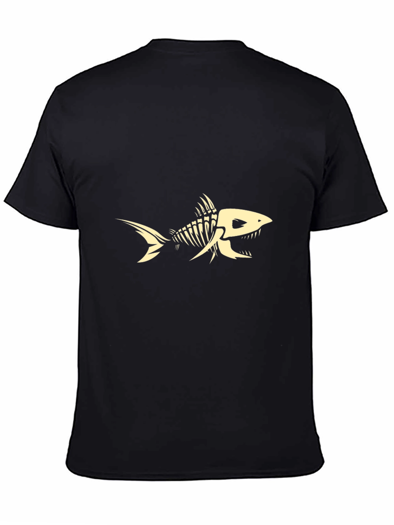 Skeleton Fish Graphic Tee - Black Cotton