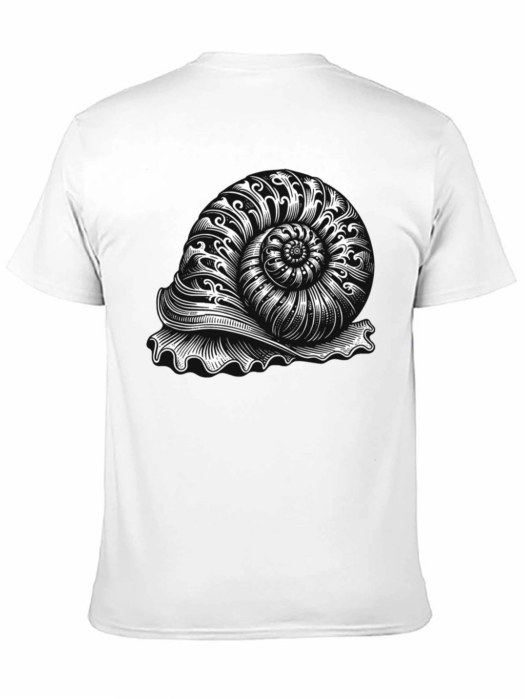 Nautilus Shell Graphic Tee - Black Cotton T-Shirt