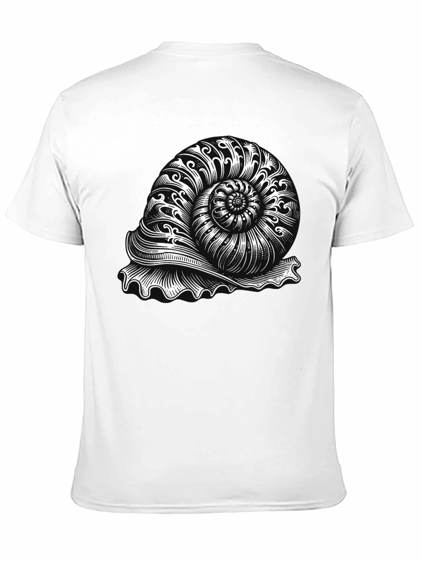 Nautilus Shell Graphic Tee - Black Cotton T-Shirt