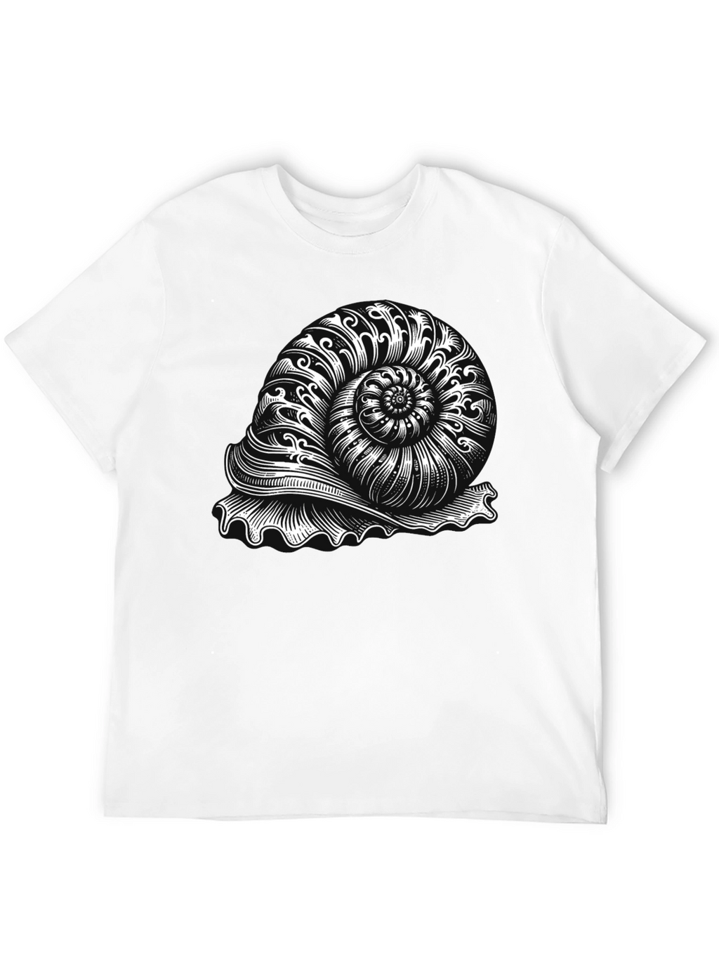Nautilus Shell Graphic Tee - Black Cotton T-Shirt