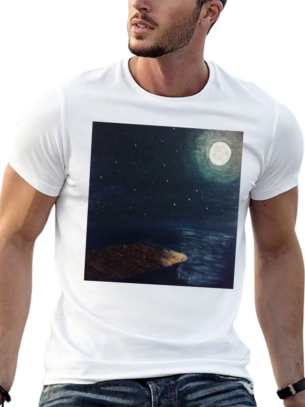 Moonlit Night Dock Graphic Tee