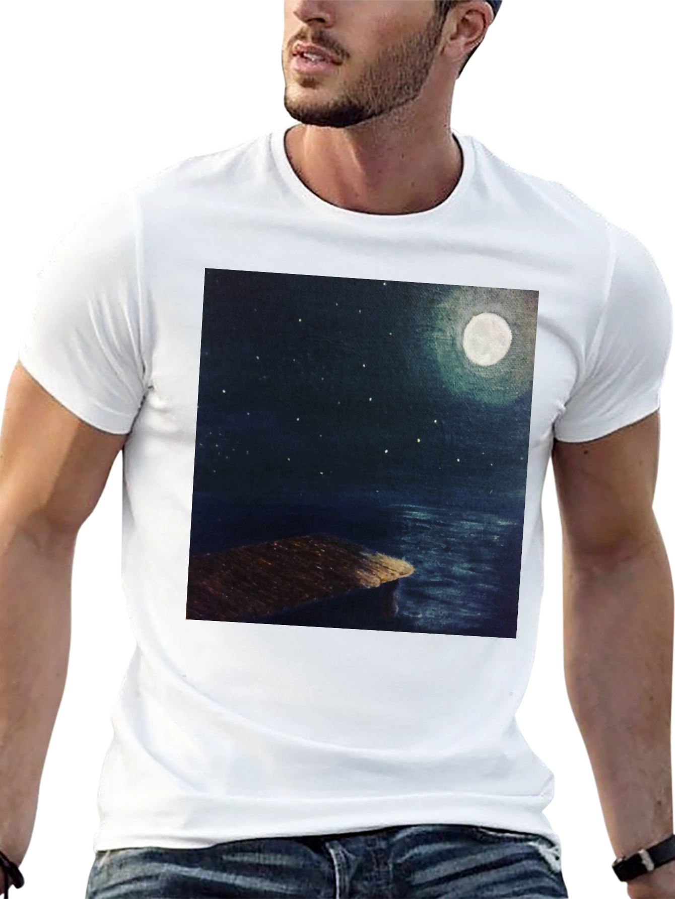 Moonlit Night Dock Graphic Tee