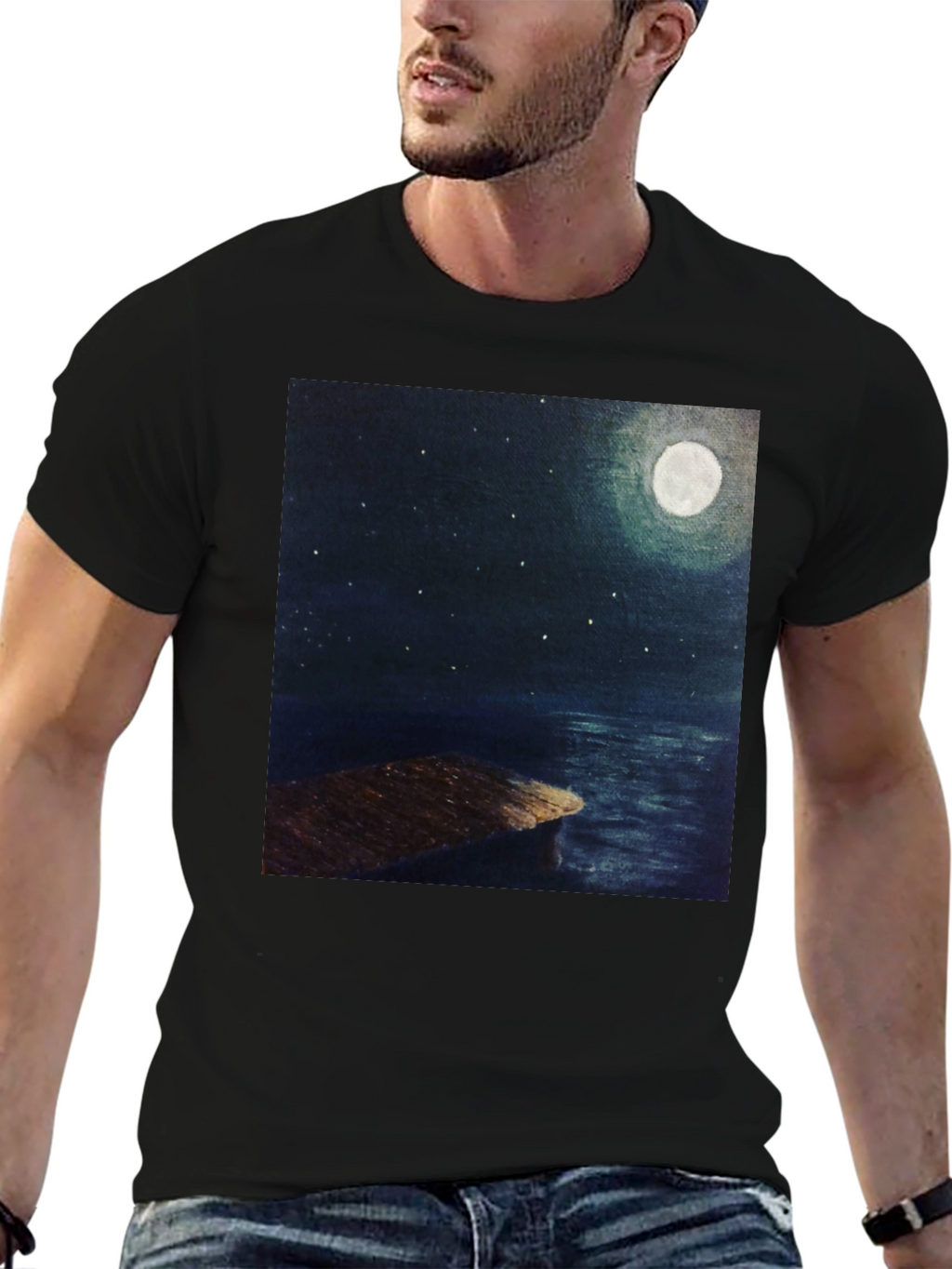 Moonlit Night Dock Graphic Tee