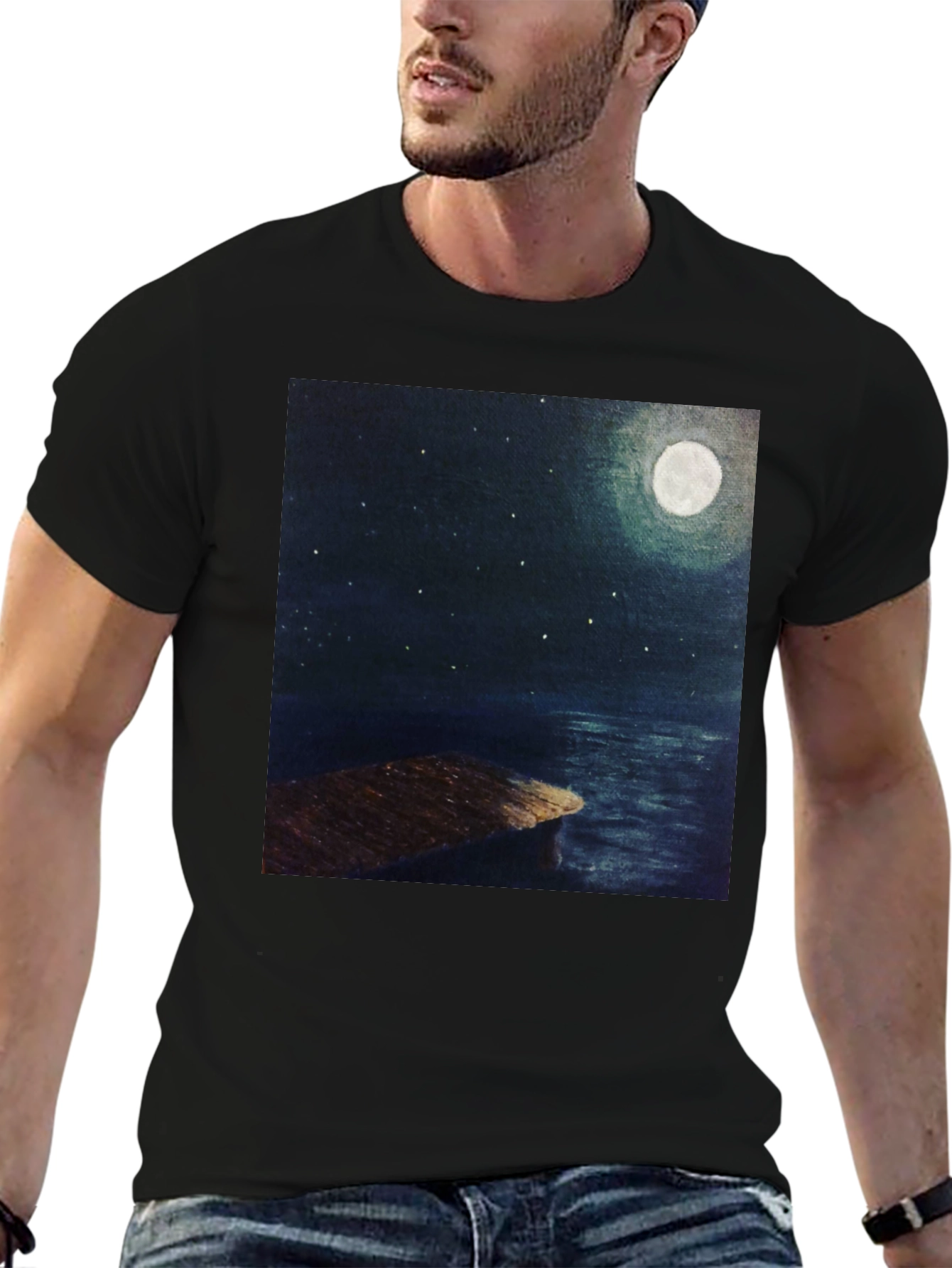 Moonlit Night Dock Graphic Tee