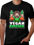 Vegan Butcher T-Shirt: Cartoon Carrot Design