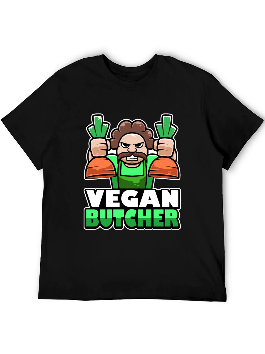 Vegan Butcher T-Shirt: Cartoon Carrot Design