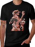 Monster Cartoon Graphic Print Black Tee