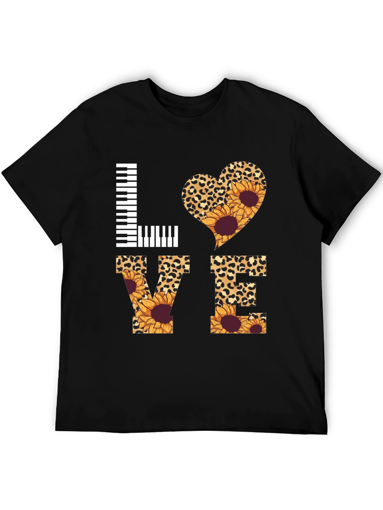 Love Piano Leopard Sunflower Graphic Tee