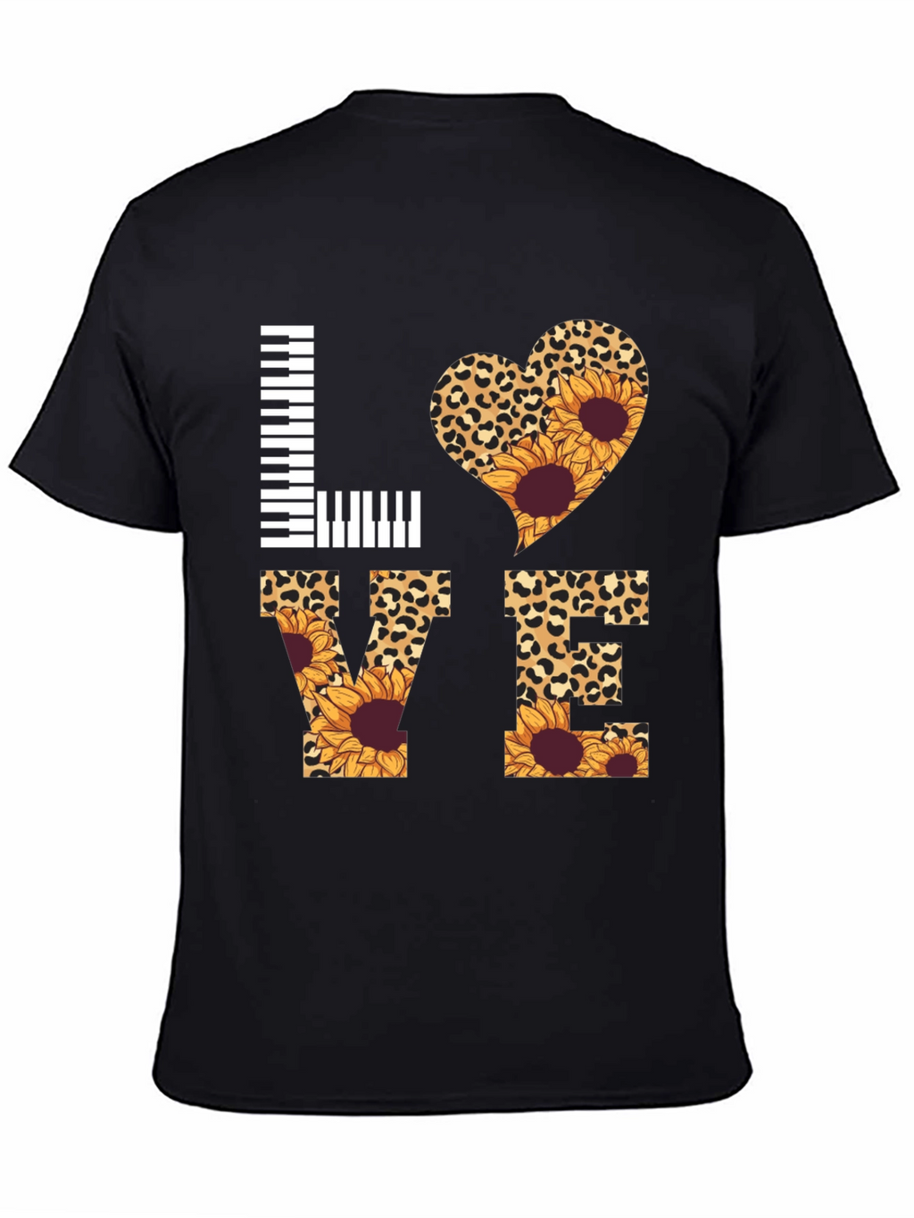 Love Piano Leopard Sunflower Graphic Tee