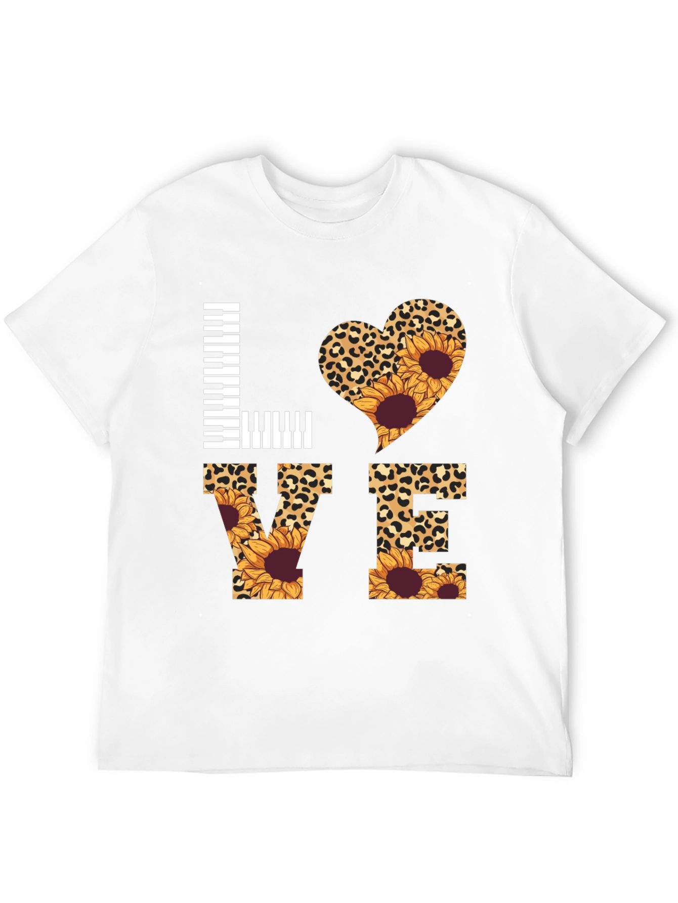 Love Piano Leopard Sunflower Graphic Tee