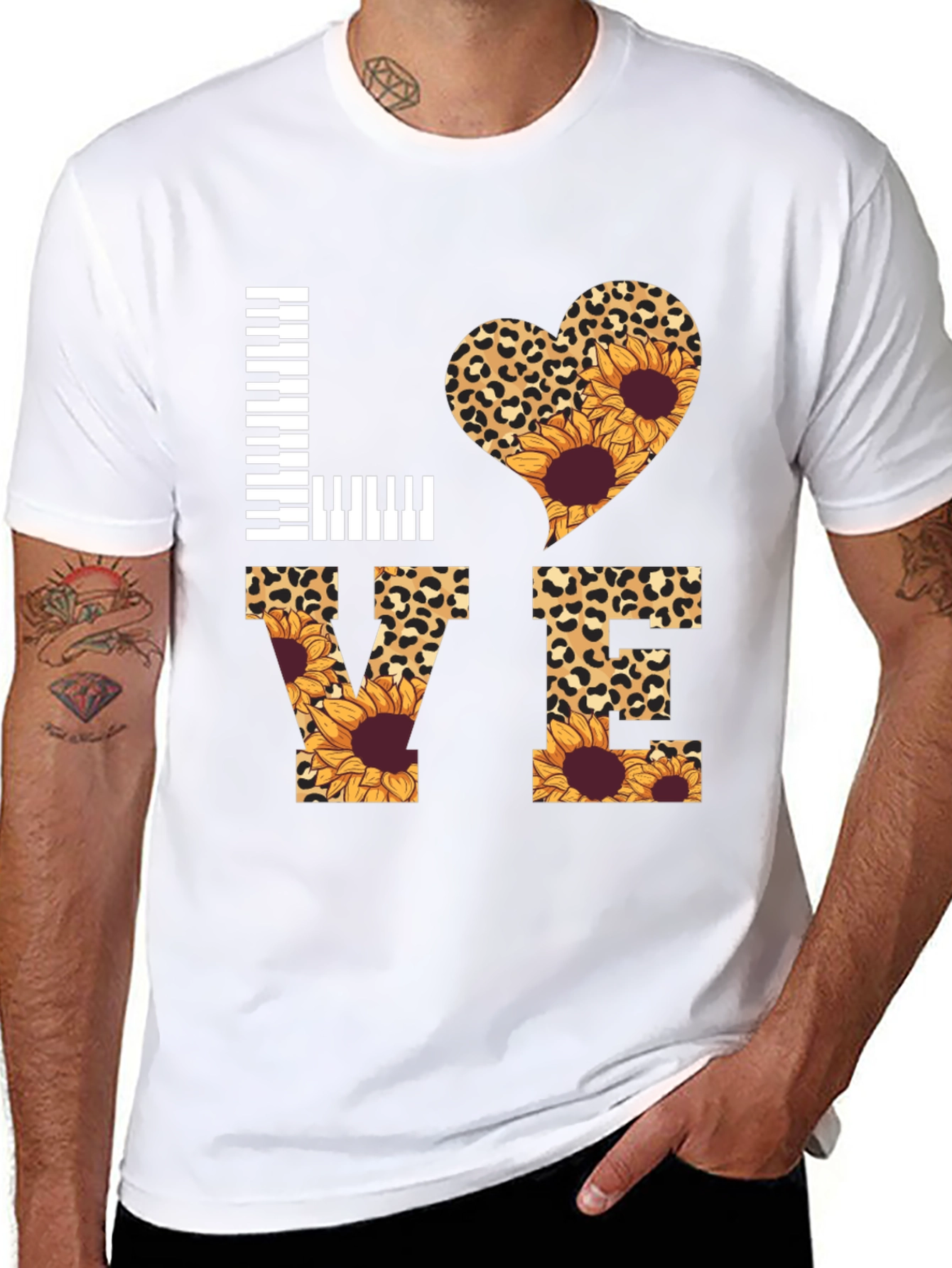 Love Piano Leopard Sunflower Graphic Tee