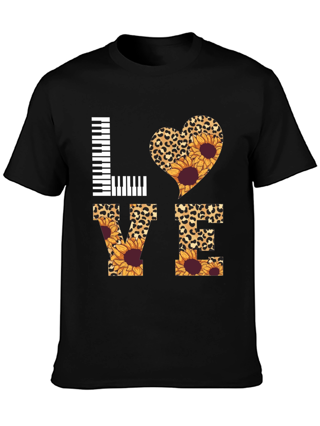 Love Piano Leopard Sunflower Graphic Tee