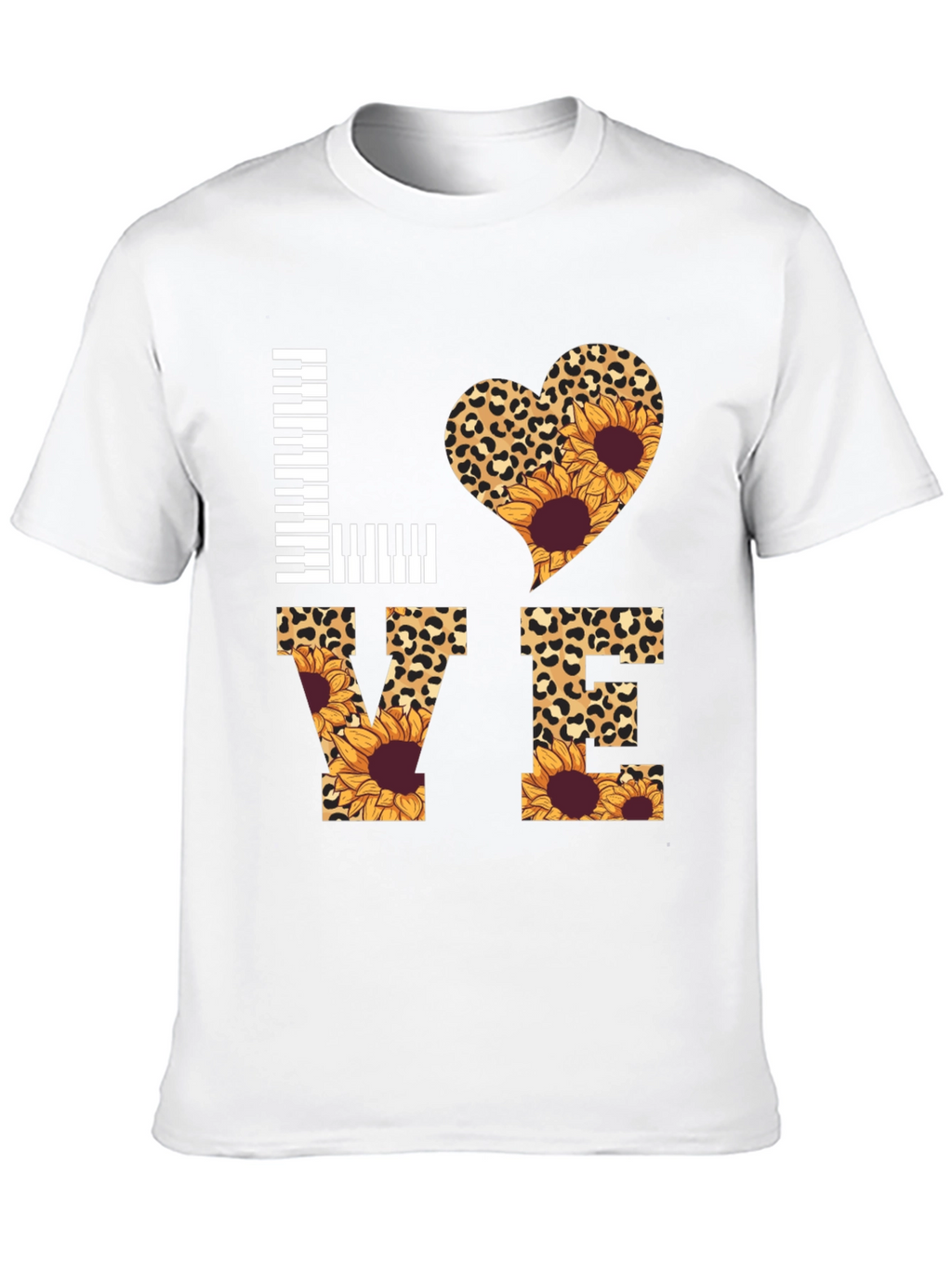 Love Piano Leopard Sunflower Graphic Tee