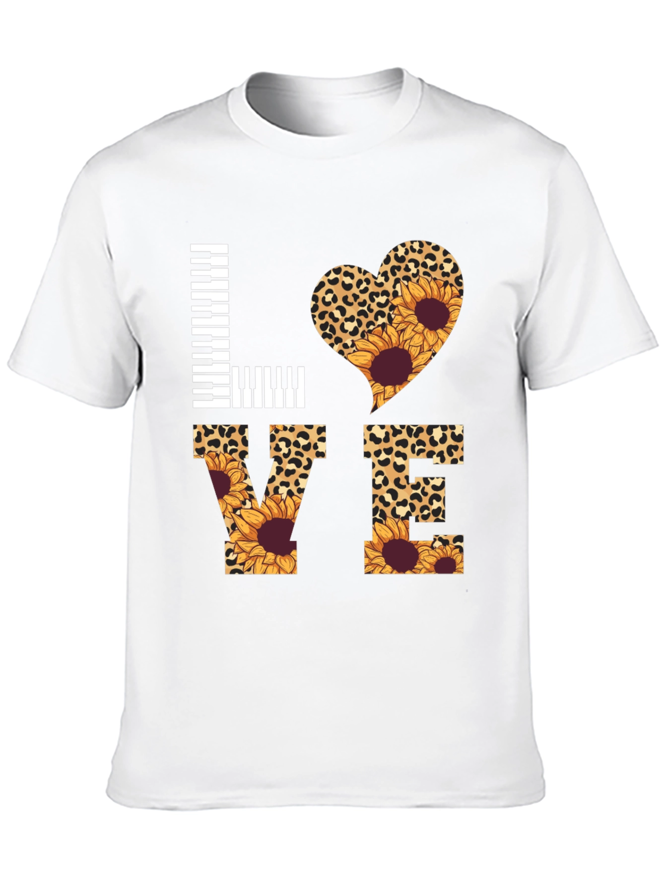 Love Piano Leopard Sunflower Graphic Tee