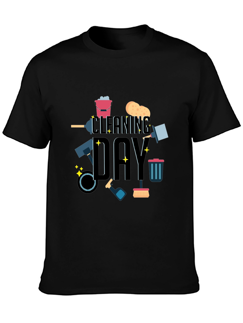 Cleaning Day Graphic Tee - Black Casual T-Shirt