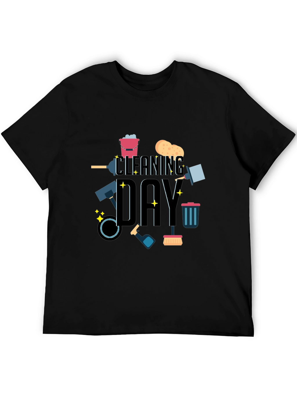 Cleaning Day Graphic Tee - Black Casual T-Shirt