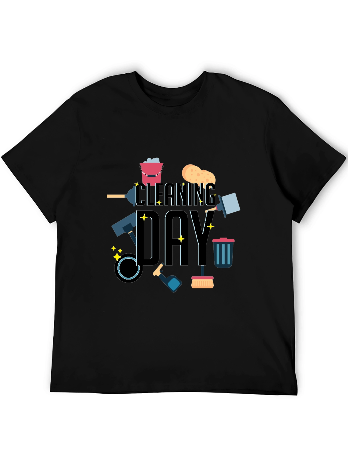 Cleaning Day Graphic Tee - Black Casual T-Shirt