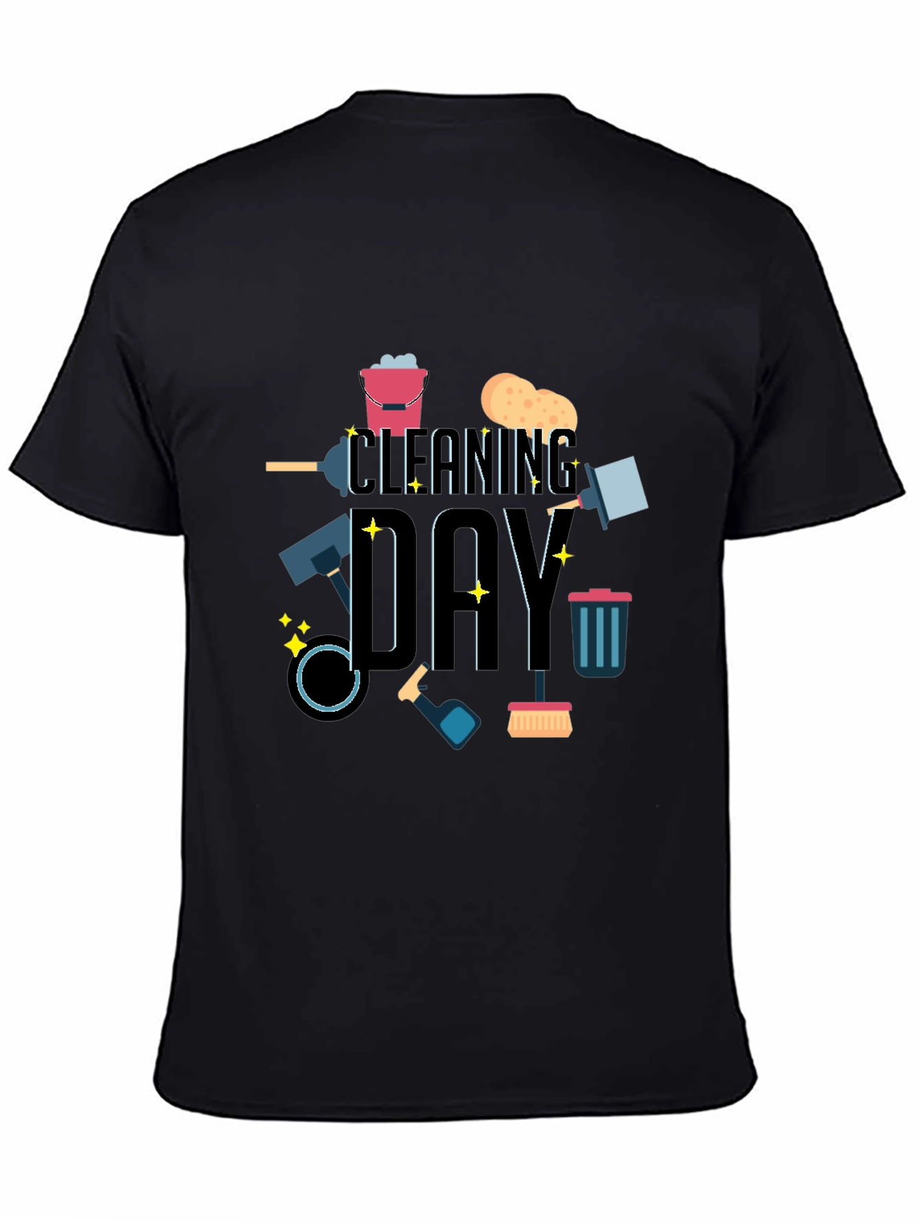 Cleaning Day Graphic Tee - Black Casual T-Shirt