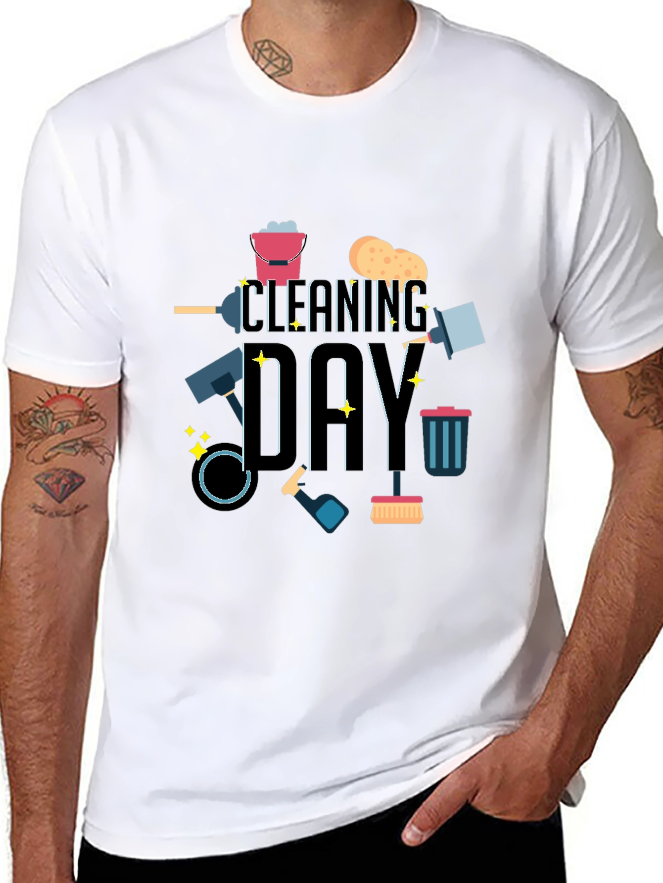 Cleaning Day Graphic Tee - Black Casual T-Shirt