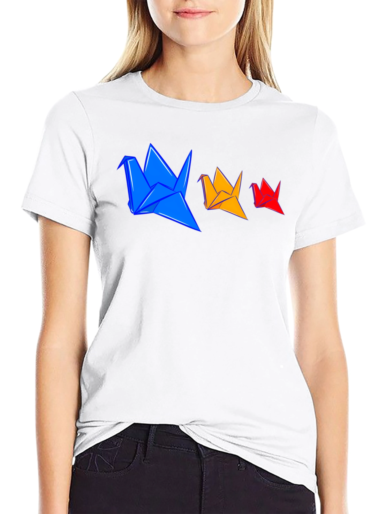 Origami Cranes Graphic Tee - Stylish Black T-Shirt