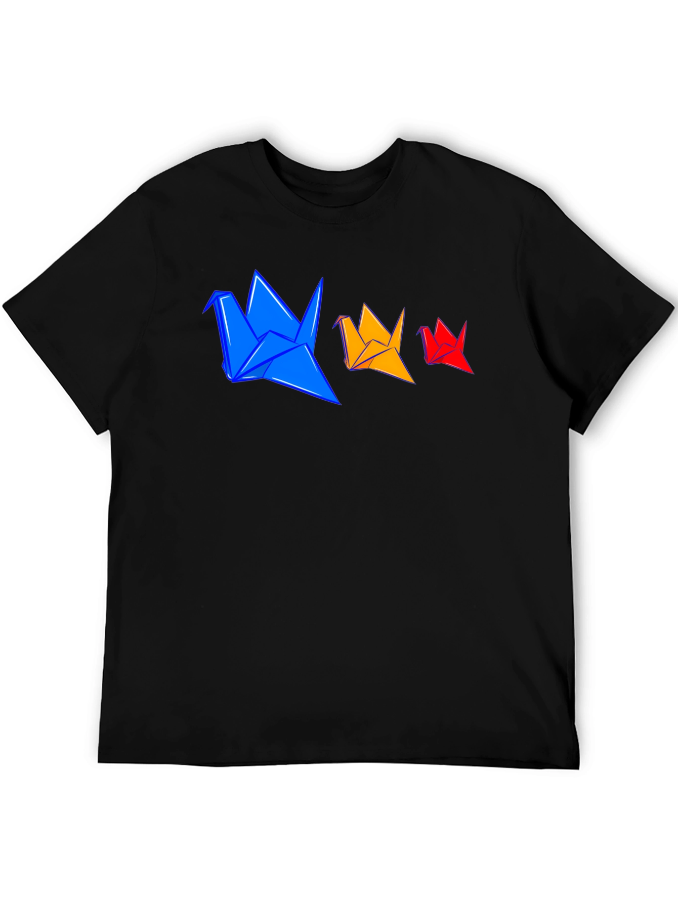 Origami Cranes Graphic Tee - Stylish Black T-Shirt