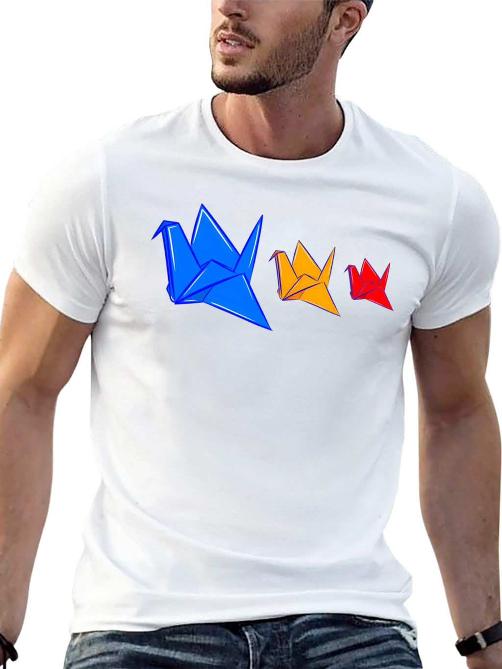 Origami Cranes Graphic Tee - Stylish Black T-Shirt