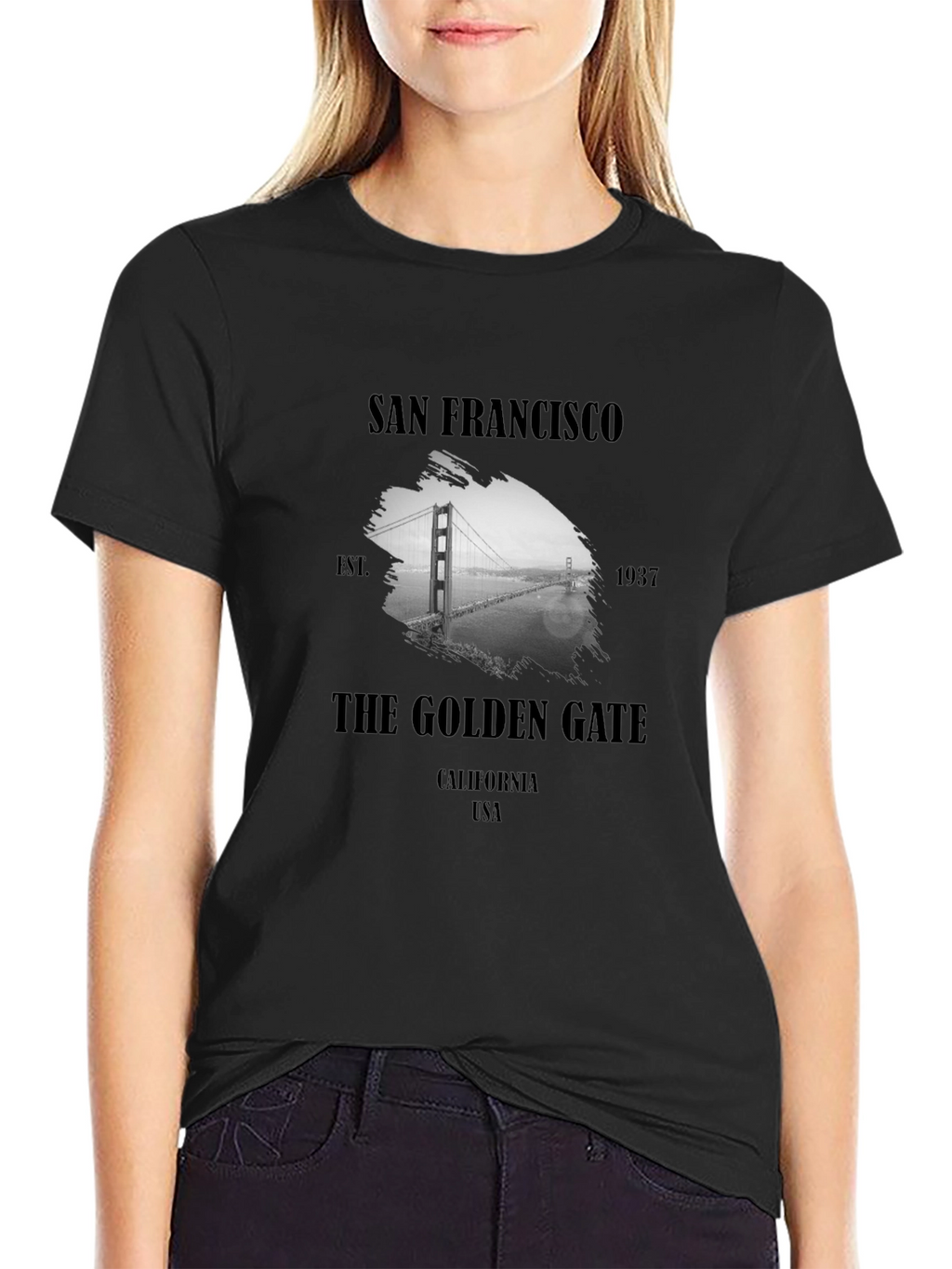 San Francisco Golden Gate Bridge Black Graphic Tee