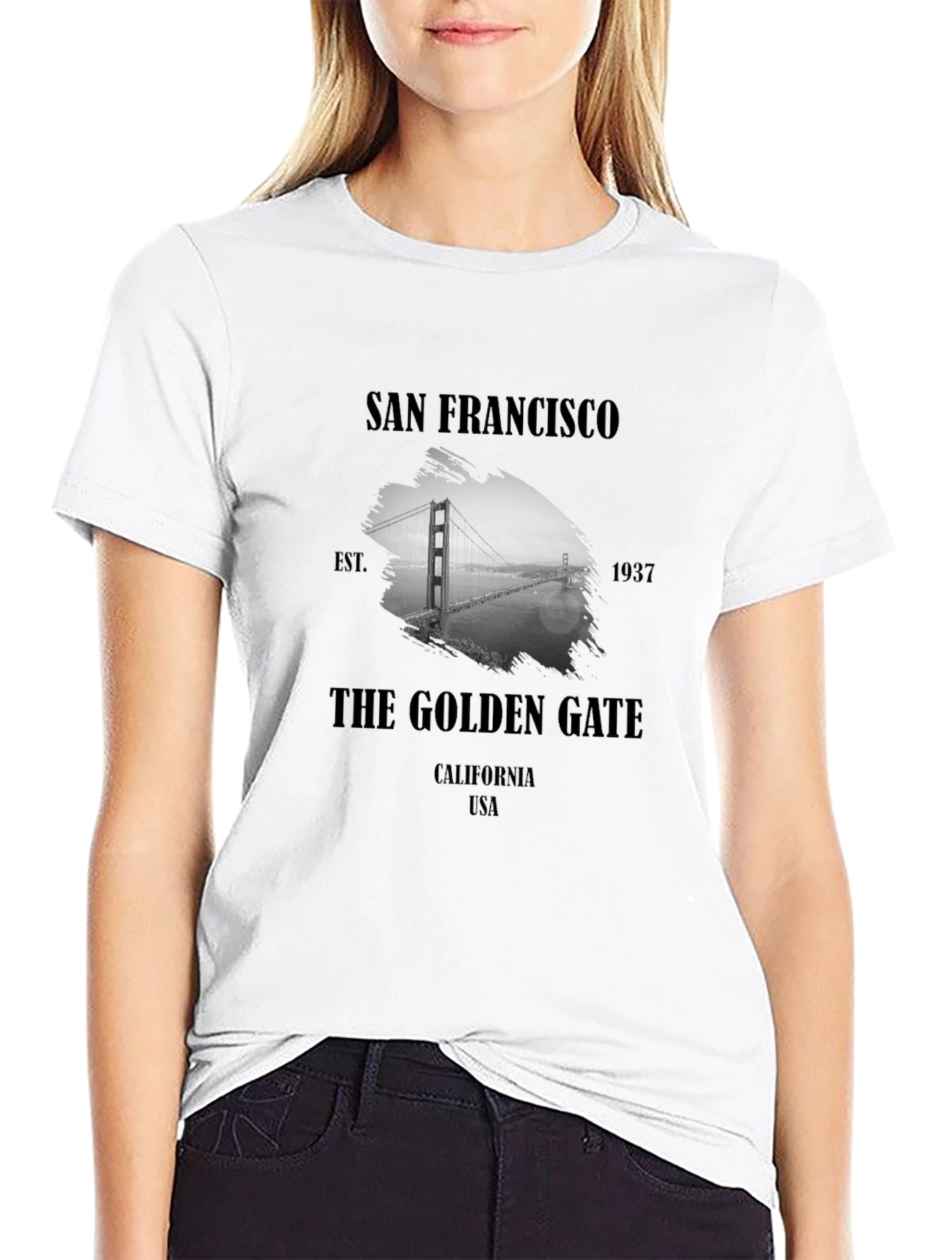 San Francisco Golden Gate Bridge Black Graphic Tee
