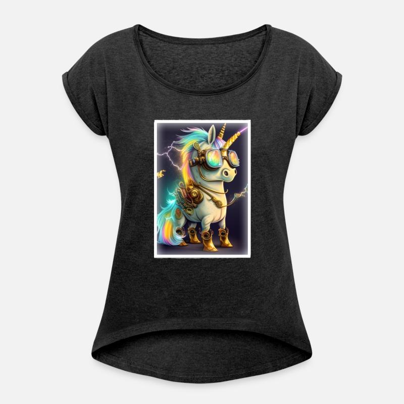 Cool Mecha Unicorn in cyborg steampunk style