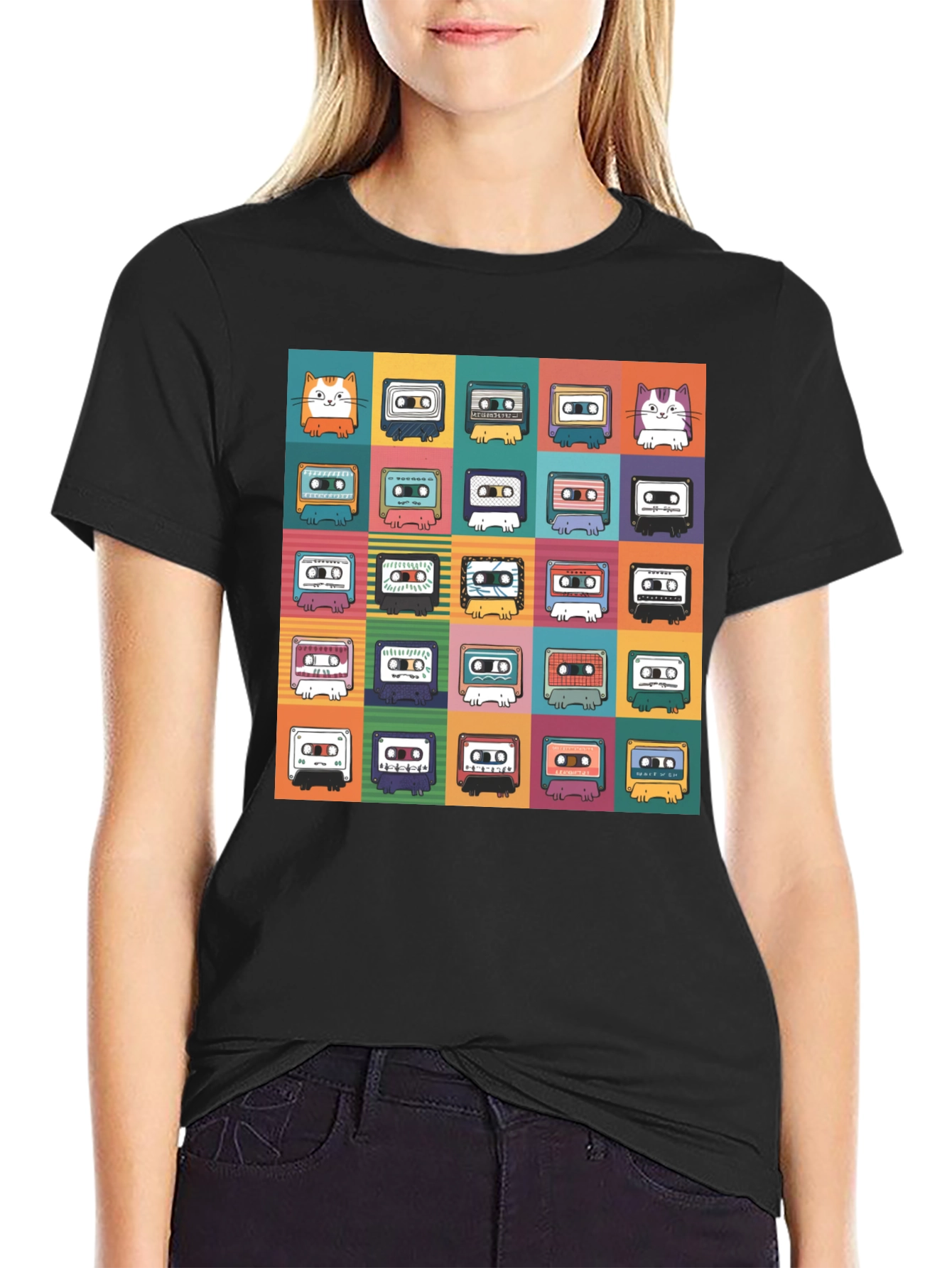 Retro Cassette Cat T-Shirt