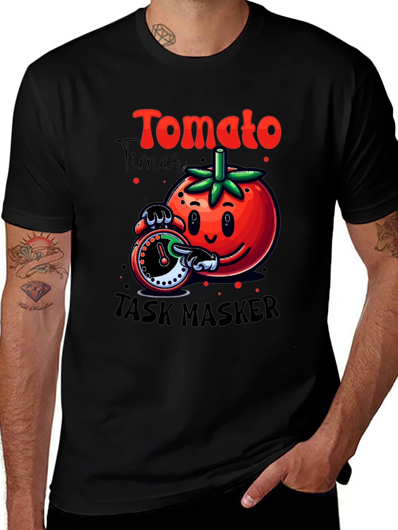Tomato Task Master Graphic Tee - Funny Timer Design