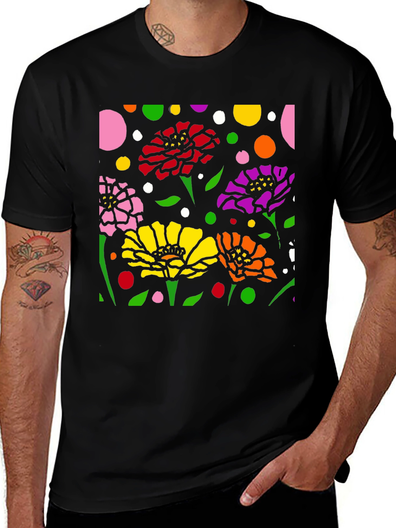 Floral Dot T-Shirt: Colorful Flower Pattern