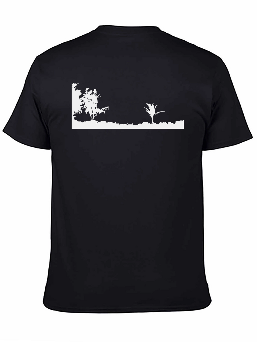 Black T-Shirt with Minimalist Nature Scene