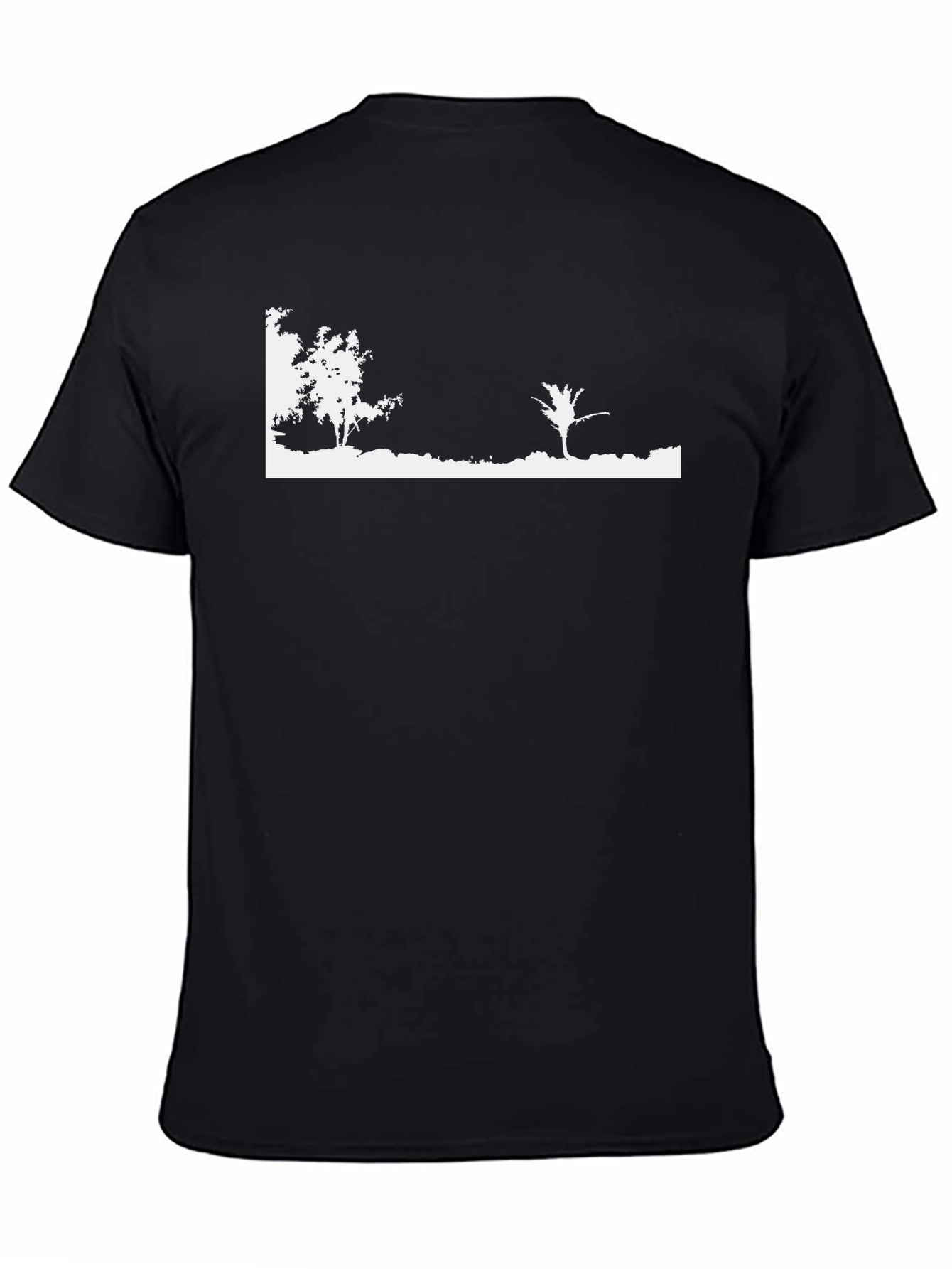 Black T-Shirt with Minimalist Nature Scene