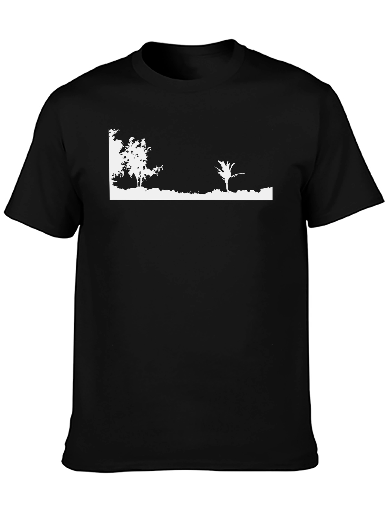Black T-Shirt with Minimalist Nature Scene