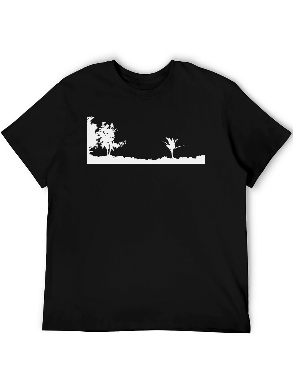 Black T-Shirt with Minimalist Nature Scene