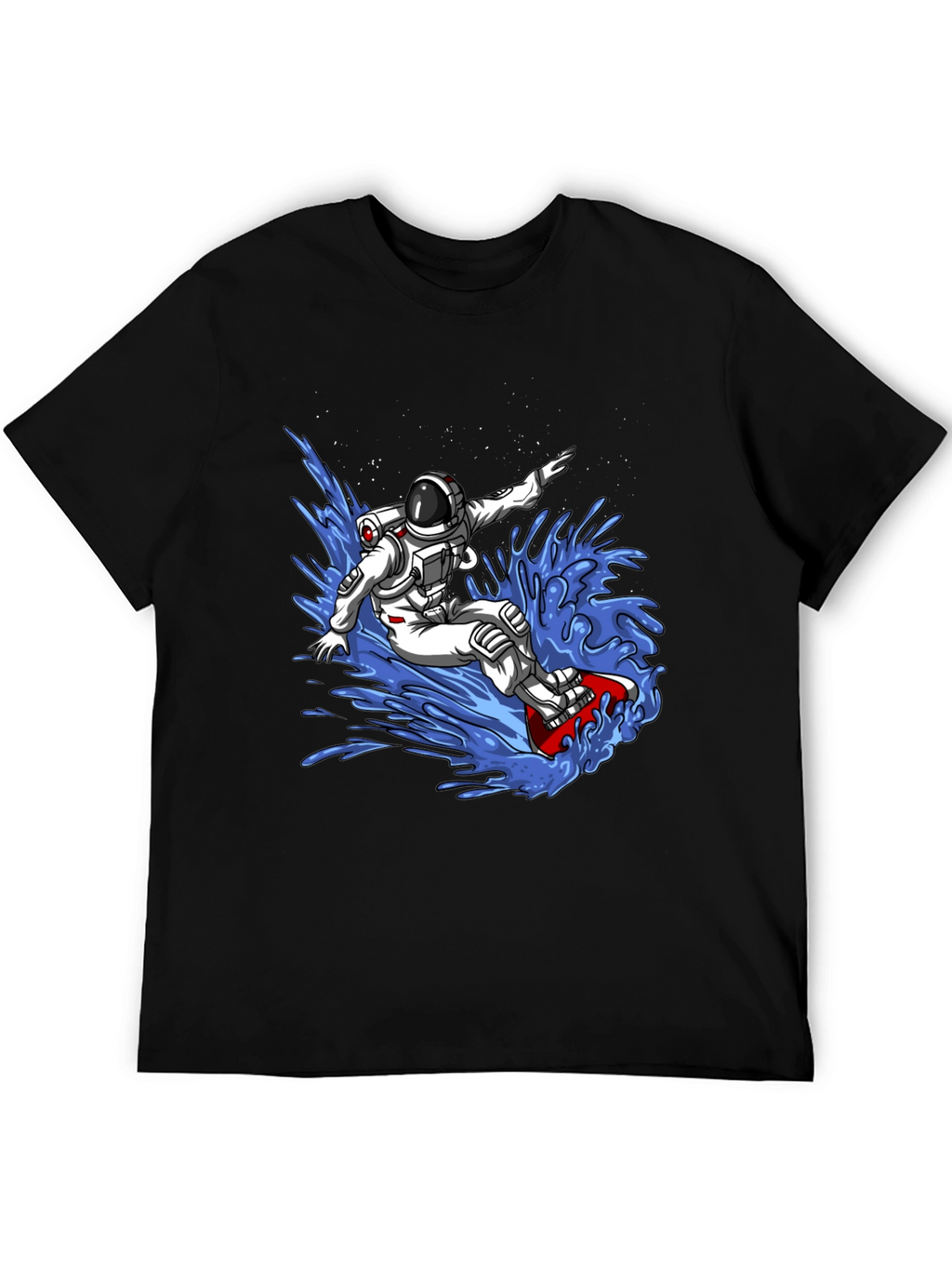 Astronaut Surfing T-Shirt - Space Waves Design